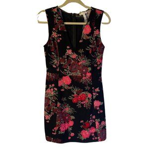 Leith Dark Floral Sheath Dress Women's Size M Black Pink Lightweight Party Vivid
